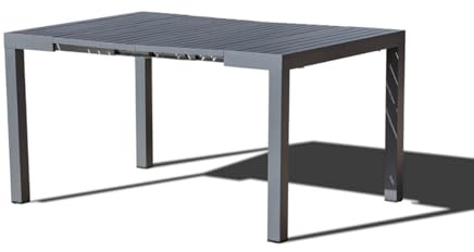 CONCEPT USINE Console Extensible OLHAO Aluminium Gris Foncé 2-6 Places | Se déplie de 55 à 142 cm avec 2 rallonges, très compacte une fois repliée, idéale au quotidien