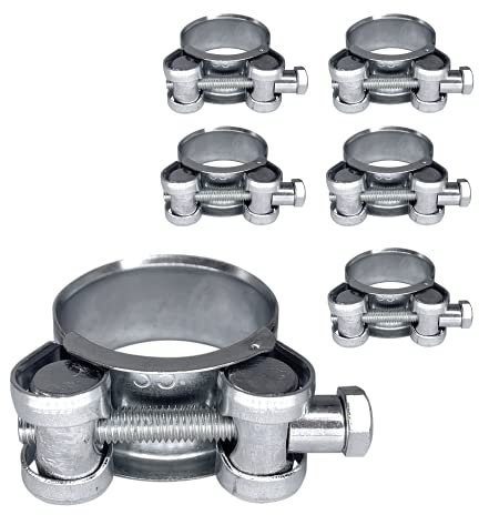 Confezione da 6 morsetti per tubo da 32-35 mm, rinforzati, in acciaio zincato (6 pezzi, 32-35 mm)