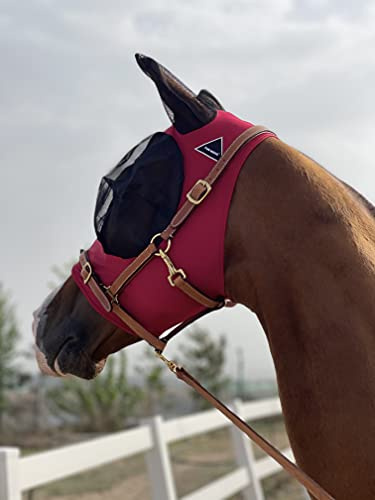 TGW Riding Super Fit Maschera antimosche per cavalli Maschera antimosche per cavalli Maschera antimosche per cavalli (L, Rosso)