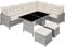 tectake Polyrattan Lounge Set, Gartenmöbel Set mit Sofa, Hocker + Tisch, Balkon Möbel Outdoor, 5-teilige Sitzgruppe, inkl. Sitz- & Rückenkissen, ideal für Garten, Terrasse, Balkon - hellgrau