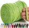MeriWoolArt® Makramee Textilgarn zum Häkeln und Stricken - DIY glitzern flache T-Shirt Band Garn Dicke 10 mm, 125 m - Recyceltes Baumwollgarn mit Lurex, Viscose (Lurex Hellgrün)