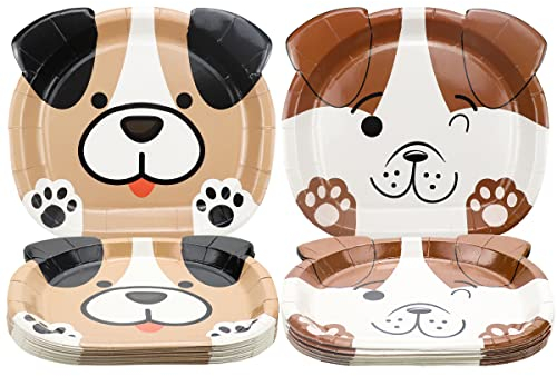 Dog Shaped Dinner Plates for Birthday, Baby Shower, Puppy Theme Party Supplies (40ct)