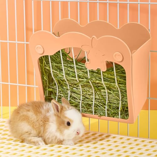 Heuraufe Kaninchen, Heu Futterspender für Käfig, Futterstation für Hasen Meerschweinchen Chinchilla