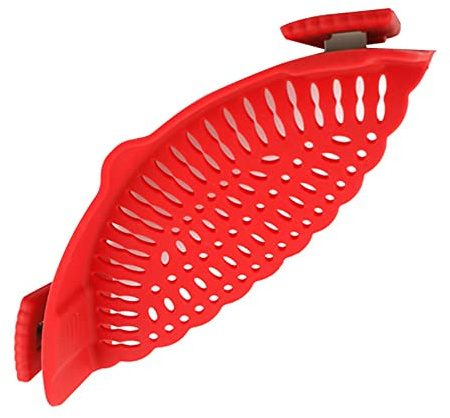Snap N Strainer, Pot Strainer, Fixed Filter Holes, Uniform, Hollow Silicone Clip-on Strainer, Food Safe, for Vegetables, Meat (Kitchen Gadget)