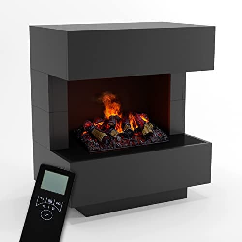 GLOW FIRE Wasserdampf Kamin KLEIST (Standkamin) - Elektrokamin mit realistischen LED 3D-Flammen, Knistereffekt & Fernbedienung, 80x90x50 cm - Opti-Myst 500 Elektro Kamin mit Holz-Deko, Grau