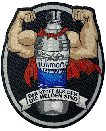 Julimond Heldenwasser Textil Patch - Polizei - Klettpatch - Getränk - Versorgungsbeutel