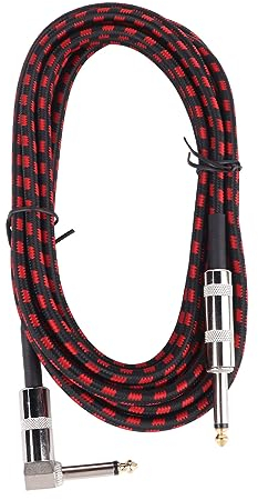 Gitarre Instrument Kabel, rot und schwarz Rauschfreie Gitarre Audio Verbindungskabel mit geflochtenem Tweed und Anti-Kinking Design für Gitarre Bass Amp Mandoline