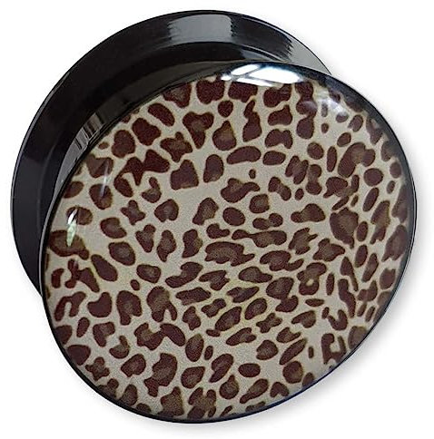 viva-adorno 1 Stück Flesh Plug Tunnel Acryl Schraubverschluss Leopard Animal Print 4-24mm Z554, D3 18mm