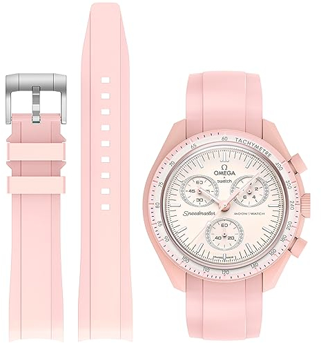 Tovimall Armband für Moonswatch, gebogen, keine Lücken, Silikonarmband, kompatibel mit Omega X Swatch Moonswatch Speedmaster 20 mm Uhr, Swatch Omega Moonswatch Speedmaster Watch Ersatzarmband für