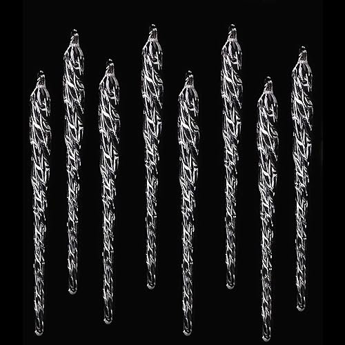 HERZWILD 12Pcs Glass Icicle Ornaments Crystal Glass Spiral Icicles Christmas Decoration Christmas Tree Icicles Hanging Pendant Clear Icicle Ornament Set(A-Spiral)