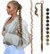 FESHFEN Braid Extensions Pferdeschwanz Verlängerung mit Haargummi, 85 cm Lang Ponytail Geflochten Zöpfe Kunsthaar Haarverlängerung Zopf Haarteil für Damen, Rotbraun Mix Aschblond