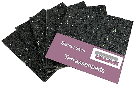 200 Stück 100 x 100 x 8mm Terrassenpads, Gummigranulat, Unterlegpads für Unterkonstruktion Terrasse, Balkon, Unterleggummi für Waschmaschine – Menge selbst auswählen