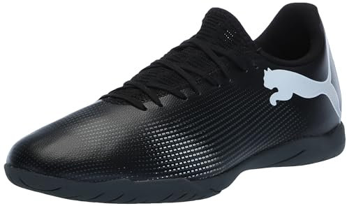 PUMA Indoor Trainer Soccer Shoes Herren Future 7 Play Hallentrainer Fußballschuhe, schwarz-weiß, Größe 45, 44.5 EU