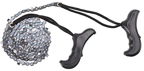 Sierra de Cadena Manual Portátil Sierra de Cadena Manual de 48 Pulgadas Sierra de Cadena de Supervivencia Plegable de Bolsillo Herramientas de Poda de Jardín para Registro de