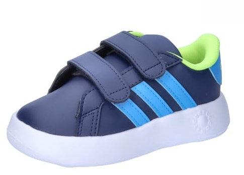 adidas Jungen Unisex Kinder Grand Court 2.0 Shoes Kids Tennisschuhe, Dark Blue/Blue Burst/Lucid Lemon, 22 EU