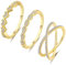 FUNEIA 3 Stück Ring Silber Damen Frauen Stapelbare Ringe Set 18 Karat Weißgold Ehering Verlobungsring Trauringe Weiß Zirkonia Fingerring Knöchelringe Schmuck Größe 49-62 (Gold Set A, 65（20.6）)