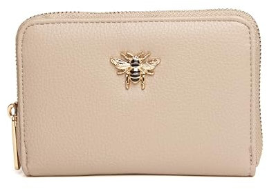Alice Wheeler Geldbörse für Münzen und Karten, Motiv: Hummel, mittelgroß, veganes Leder, stone, M, Ziehharmonika-Geldbörse