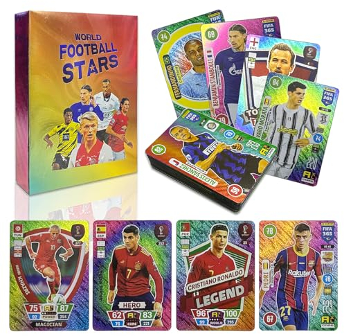 Byhsoep 55 Stück 2022/23 World Cup Fußball Star Karte,UEFA Champions League Ball 2022/23 Fußballkarten,Fußball Sammelkarte,World Cup Trading Cards Für Kinder,Teenager und Erwachsene,Fans