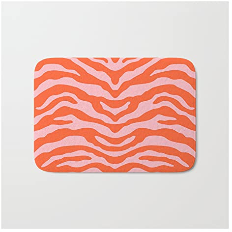 Tapis Entrée Imprimé Animal Sauvage Zèbre Orange Et Rose, Tapis De Sol D'Intérieur Anti-Saleté Tapis De Douche Lavable Paillasson pour Intérieur Cuisine Déco 40X60Cm