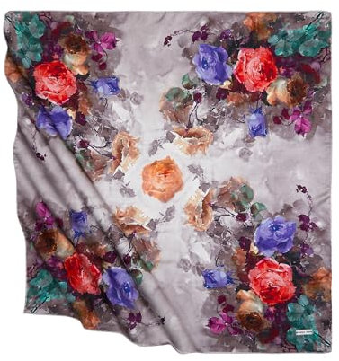 BURSA İPEQ Hijab-Schal für Damen, leichter Haarschal, islamischer Turban, 88,9 cm – 88,9 cm, seidenähnliches Kopftuch, saisonaler Schal, Nerz – Blumenmuster, Standart