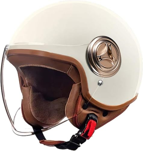 GAORUTO Demi-Casque Ouvert Brain – Casquette Jet Casque Dot/ECE Rétro Casque de Moto Cruiser Chopper Scooter Crash Jet Demi-Coque Casque pour Homme Femme C,54~61CM