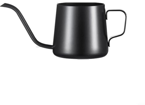 Hasaller Tetera de acero inoxidable con cuello de cisne para café, termo de mano de acero inoxidable con tapa y correa de tapa (negro, 250 ml), 2766MF2Z1J72KMF01051