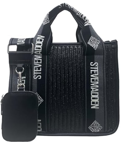 Steve Madden Stroh-Bwebber-Tasche, Schwarz, Einheitsgröße, DT618160