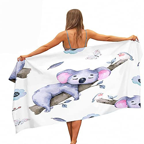 Treer Koala-Druck Strandtuch, Mikrofaser Handtuch, Strandtuch XXL, Ultra Leicht Tragbares Sandfreies Schnelltrocknendes Handtuch, Perfekt für den Strand Sport Sauna (Koala,180 x 80cm)