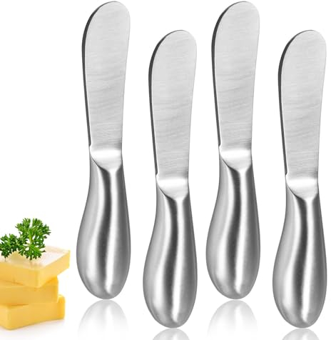 AWSGHLF Butter Knife - 4pcs Butter Spreader Knives Set Stainless Steel Cheese and Butter Spreader with Ergonomic Handle for Cheese Cold Butter Jam Pastry Easy to Clean