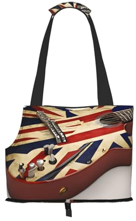 Faltbare Haustiertasche mit Gitarre, britische Flagge, tragbar, für Welpen, Katzen, Reisetasche, Haustier-Tragetasche, Rucksäcke