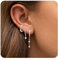 Goiern Ohrringe Set 3 Paar Ohrstecker Set Silber Mond Und Die Sterne Zirkonia Ohrringe Creolen mit Anhänger Minimalistische Earings