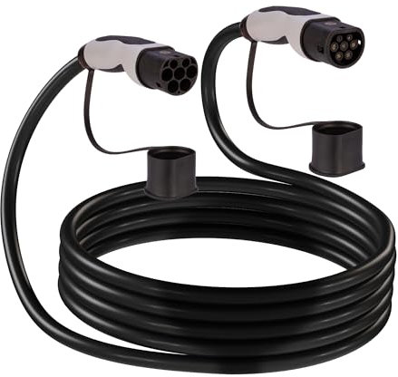 POLY POOL - PP2852 Caricabatterie Auto Elettrica - Connessione Trifase Cavo 2 a Tipo 2- 22 KW - Cavo Caricabatterie Auto Elettrica 32 Ampere - 5 metri