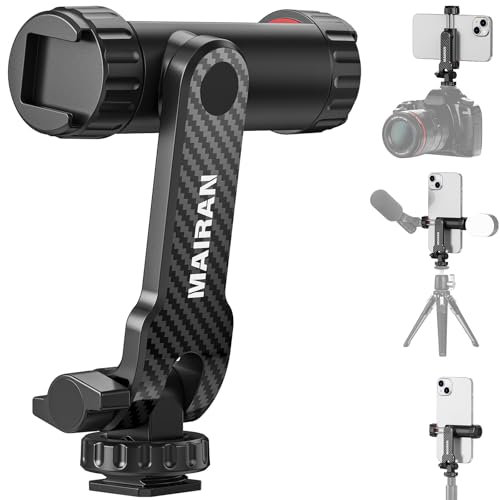MAIRAN Phone Tripod Mount - Universal Smartphone Adapter with Dual Cold Shoe Mounts, 1/4 Standard Screw, and 360° Rotation for Perfect Mobile Photography
