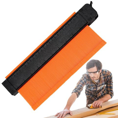 Calibre para perfil de baldosas, calibre para perfil de suelo - Regla de contorno de carpintería con escalas en pulgadas y cm, Herramientas de carpintería para carpinteros, trabajadores de la