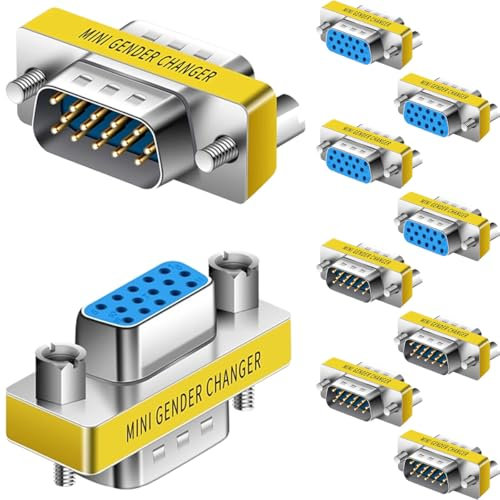 DAOKAI Acoplador VGA,Conector VGA SVGA de 15 pines hembra a hembra+macho a macho mini adaptador de cambio de género alargador de cable para proyector de ordenador HD DVD-5set