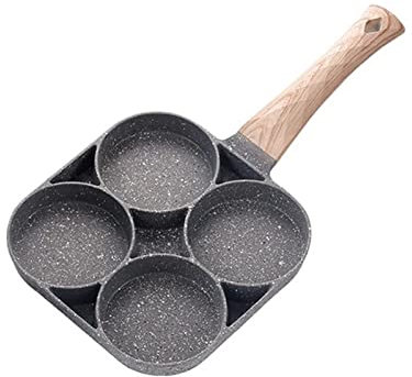 HAODUOO Kochpfanne Vierloch-Brattopf Pfanne Verdickte Omelettpfanne Eierpfannkuchen Steakpfanne Kochen Ei Schinkenpfannen Frühstücksmacher Kochgeschirr Pfanne