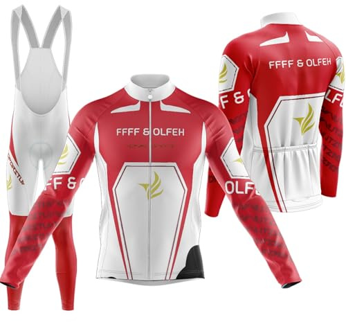 Abbigliamento Ciclismo Uomo Invernale Completo Abbigliamento Ciclismo Bici Pile Maglia Tuta Bicicletta,Vello Giacca e Pantaloni Salopette con 9D Imbottiti Gel (PA7,XXL)