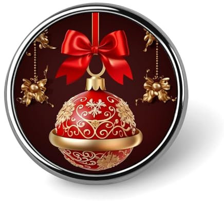 Petits aimants ronds en forme de boule de Noël avec clochette dorée - Porte-nom magnétique en métal gravé pour vêtements, manteaux, gilets, Circular