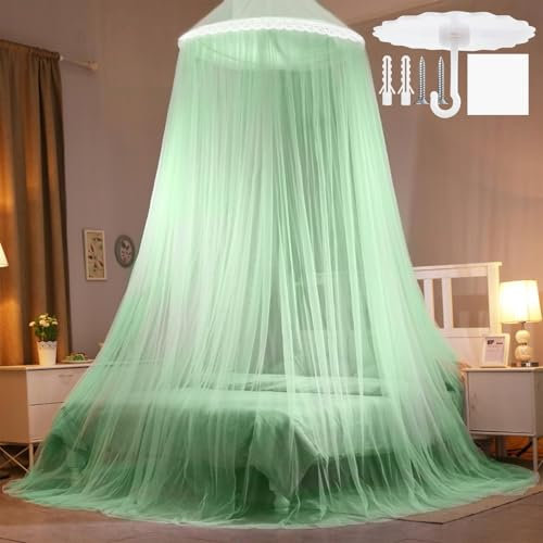 Moustiquaire de lit vert clair, moustiquaire simple et double, sans porte, grand baldaquin, ciel de lit adulte 60x250x1100cm