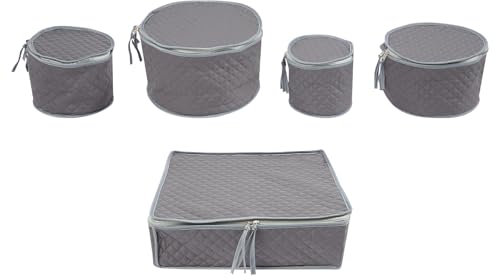 Biknltio Lot de 5 sacs de rangement modernes pour assiettes et bols Gris