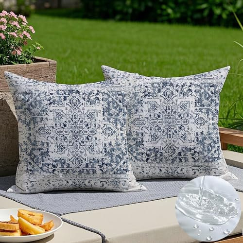 Vorysum Outdoor Kissen 45x45 cm Boho Schwarz Sofakissen Vintage Dekokissen Wetterfest Kissenbezug Abstrakte Kissenhülle Herbst Zierkissenbezüge für Wohnzimmer Garten Couch 2er Set