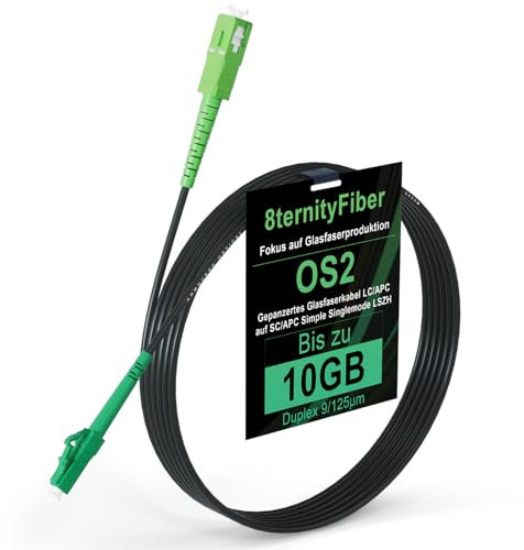 8ternityFiber OS2 Gepanzertes Glasfaserkabel LC/APC auf SC/APC 20 m/66 ft, LWL Kabel Simplex Singlemode 9/125 μm für Außeneinsatz, Längenoptionen: 1 m-50 m, OD: 3 mm LSZH Schwarz