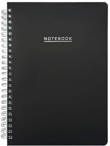 Murago - Notiz Ringbuch liniert DIN A5 mit Datumsfeld - 160 Seiten - 80 Blatt - Schwarz Matt Softcover - Notizheft Tagebuch Notizblock Schreibblock Ringbindung Spiral Notizbuch
