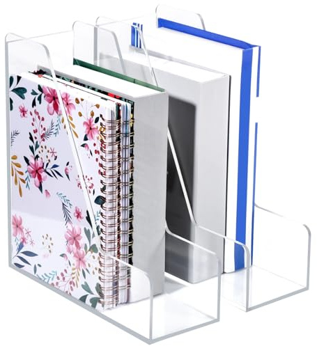 2 Stück Zeitschriftenhalter, durchsichtiger Aktenhalter aus Acryl, Schreibtisch-Organizer, vertikaler Zeitschriftenständer für Home Office und Schule, Aufbewahrung von Büchern auf dem Schreibtisch