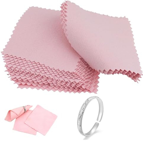 30Pcs Jewelry Cleaning Cloth,Pink Microfibre Jewellery Cleaning Silvers Polishing Cloth,Reusable Double Side Cleaner Cloths for Pearl Gold Platinum Silver Diamond Silverware Watches Jewelry(8 * 8cm)
