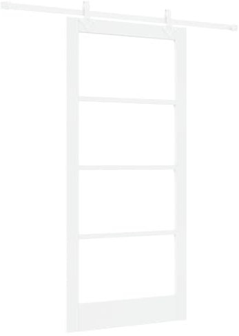 vidaXL Sliding Door 93 x 202 cm Solid Pine Wood and Glass White