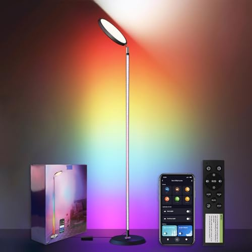 Viaik Smart LED Stehlampe, RGB Eckstehlampe mit 16 Millionen Farbwechseln, Musik-Synchronisation, Timer, Moderne Ecklampe, Geeignet für Wohnzimmer und Schlafzimmer