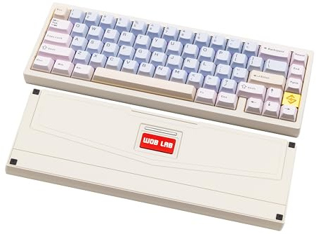 CutiePcs WOBKEY Zen 65 Mechanische Tastatur, Quick Release CNC-Aluminiumgehäuse, Hot-Swappable, Tri-Mode (BT/2,4G/USB-C), RGB-Beleuchtung, QMK/VIA, für Mac & Windows geeignet (Ultra Weiß Gold)