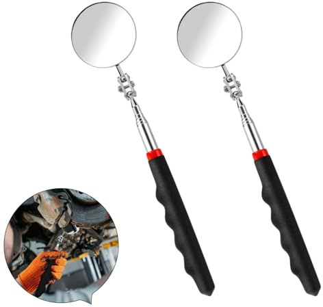Fenglin-joy Teleskop Inspektionsspiegel Set, 2er-Pack Auto Reparatur Inspektionsspiegel 360 Grad Teleskop Spiegel Werkzeug mit Teleskopgriff für Fahrzeug Inspektionen