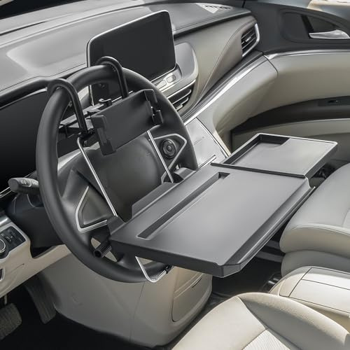 Paffenery Large Car Steering Wheel Tray Back Seat Headrest Tray with Phone Holder, Steering Wheel Desk Food Table for Car Laptop Mount Steering Wheel for Large SUVs, Trucks & Vans,15